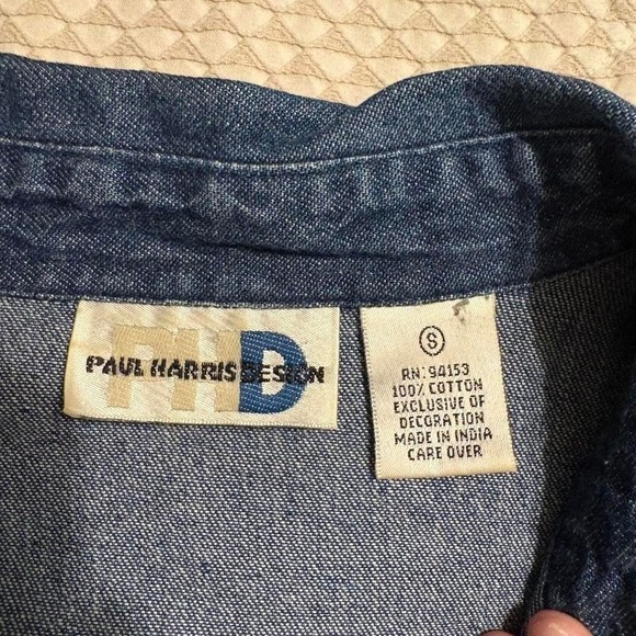 Vintage Paul Harris Design Floral Embroidered Denim Jacket, Small - Picture 3 of 6